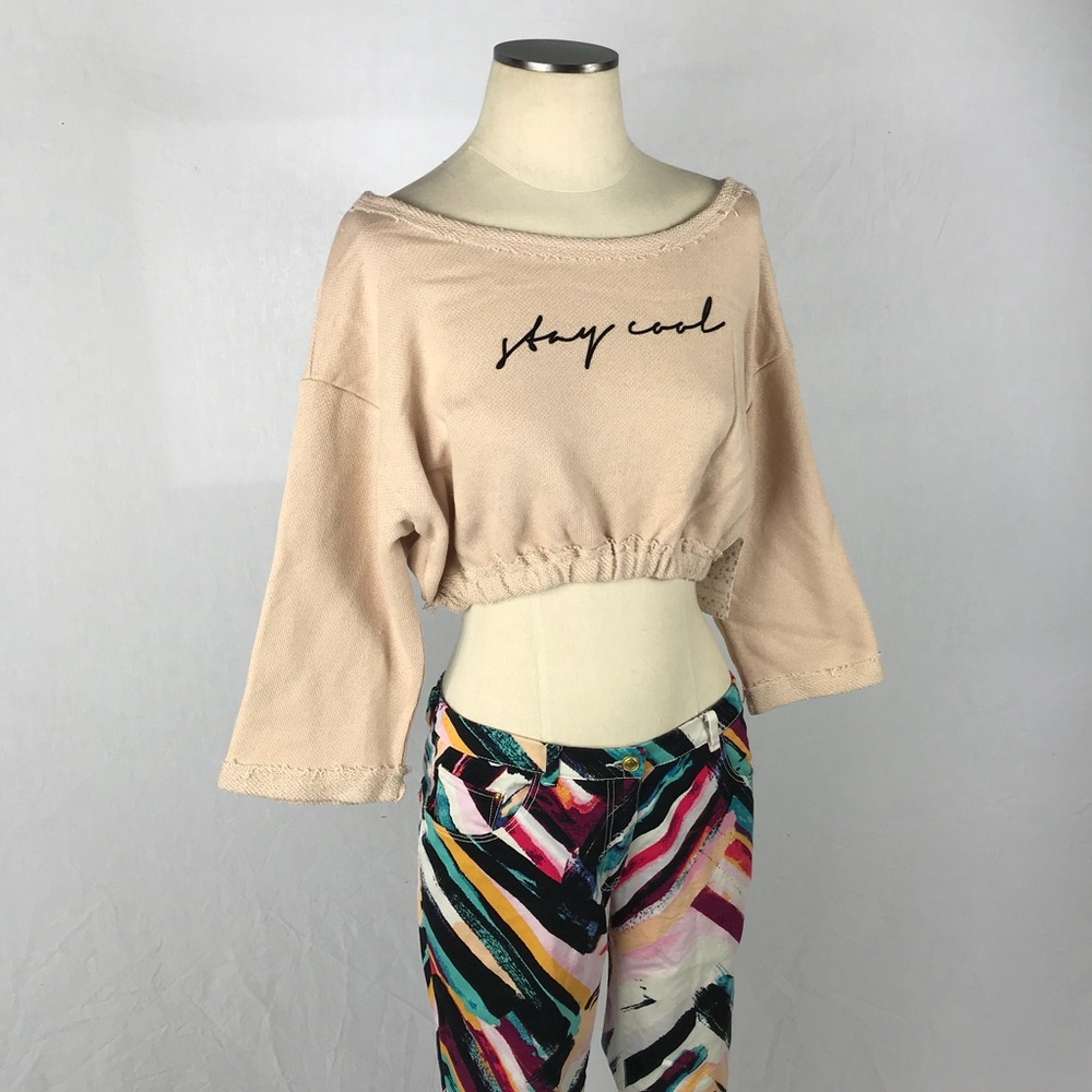 Free People MSRP $78 Knit Crop Pink - Picture 1 of 8